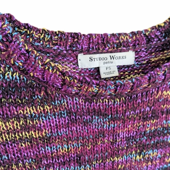 Studio Works Joyful Violet Knit Sweater, Size PS - Picture 2 of 5